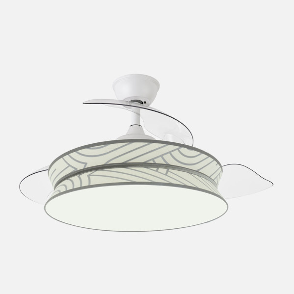 Ventilador Decor 72w Blanco/blanco Plata 108d 3asp  7200lm 3000-4000-6000k Remoto+memo+temp