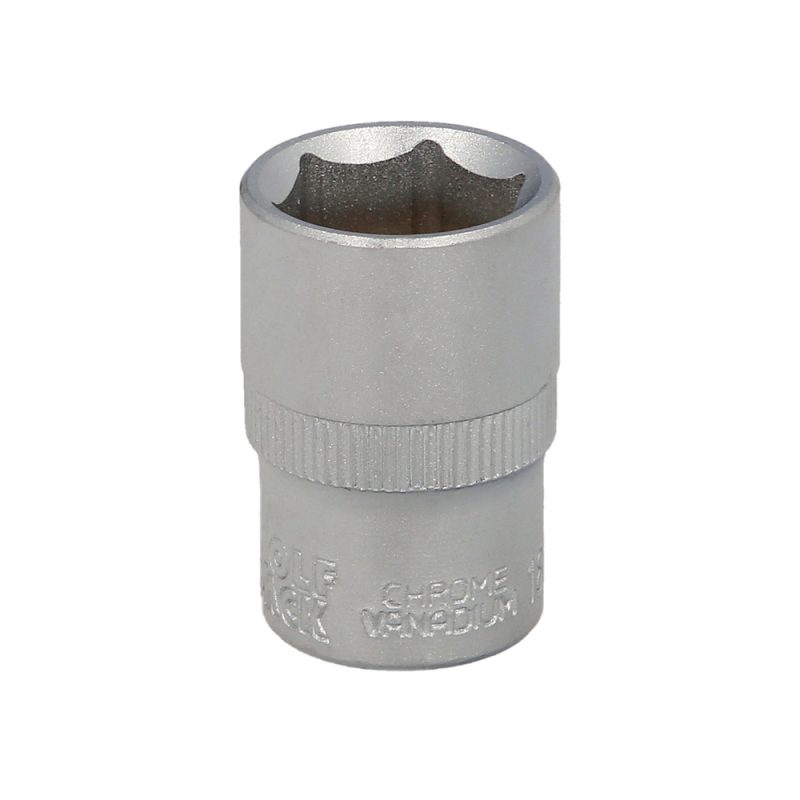 Llave Vaso 1/2″ Hexagonal 19 mm. Perfil de 6 caras. Acero Cromo Vanadio, Aristas Redondas