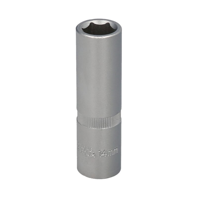 Llave Vaso 1/2″ Hexagonal Larga 14 mm. Perfil de 6 caras. Acero Cromo Vanadio, Aristas Redondas