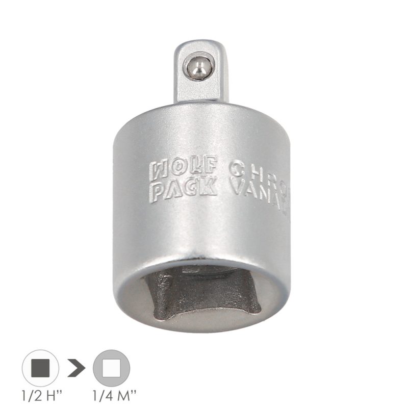 Adaptador Reductor  1/2″ Hembra A 1/4″ Macho. Acero Cromo Vanadio, Aristas Redondas, Reductor Carraca,