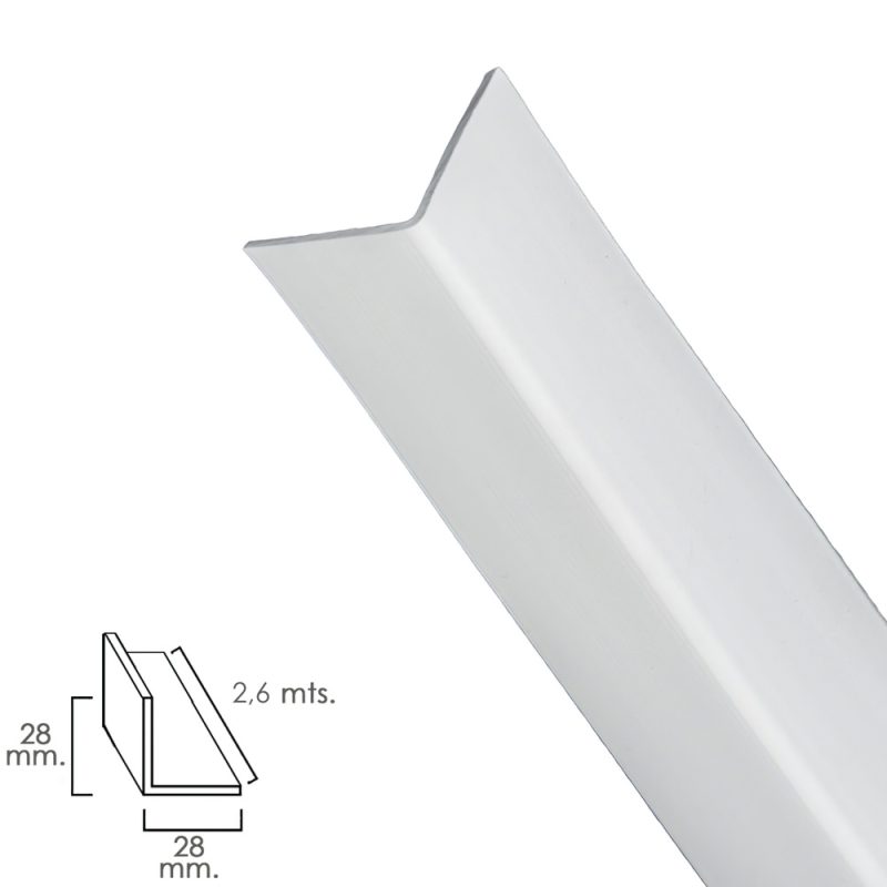 Perfil Pvc Angulo 25×25 mm. Blanco Barra 2,5 metros