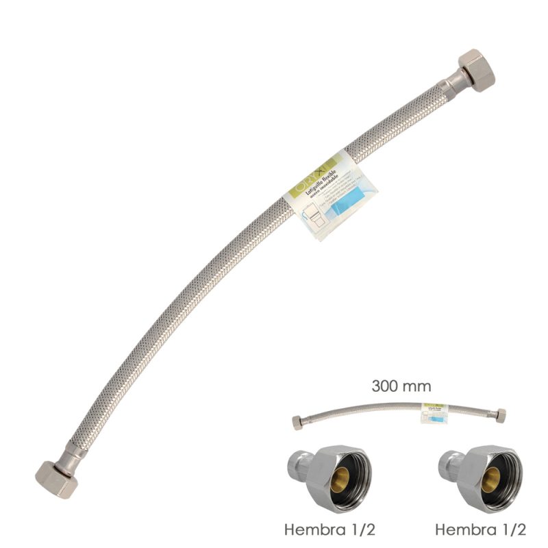 Latiguillo Flexible Acero Inoxidable Hembra 1/2 – Hembra 1/2 – 300mm