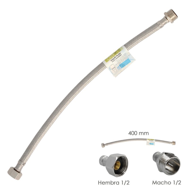 Latiguillo Flexible Acero Inoxidable Macho 1/2 – Hembra 1/2 – 400mm