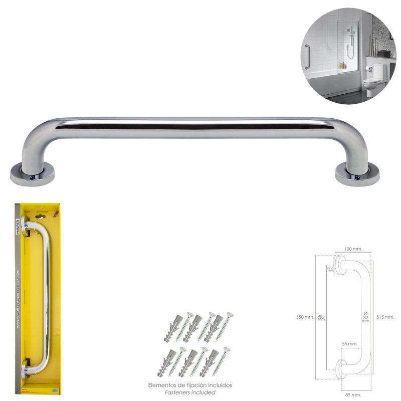 Agarre Ducha Maurer Cromo Brillo Ã˜ 32 mm. Longitud 50 cm.