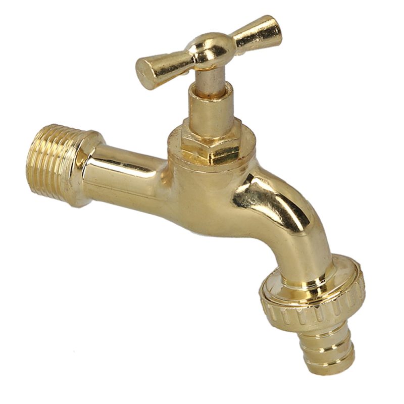 Grifo Curvo LatÃ³n Pulido Con Racord 1/2 Grifo Jardin Exterior