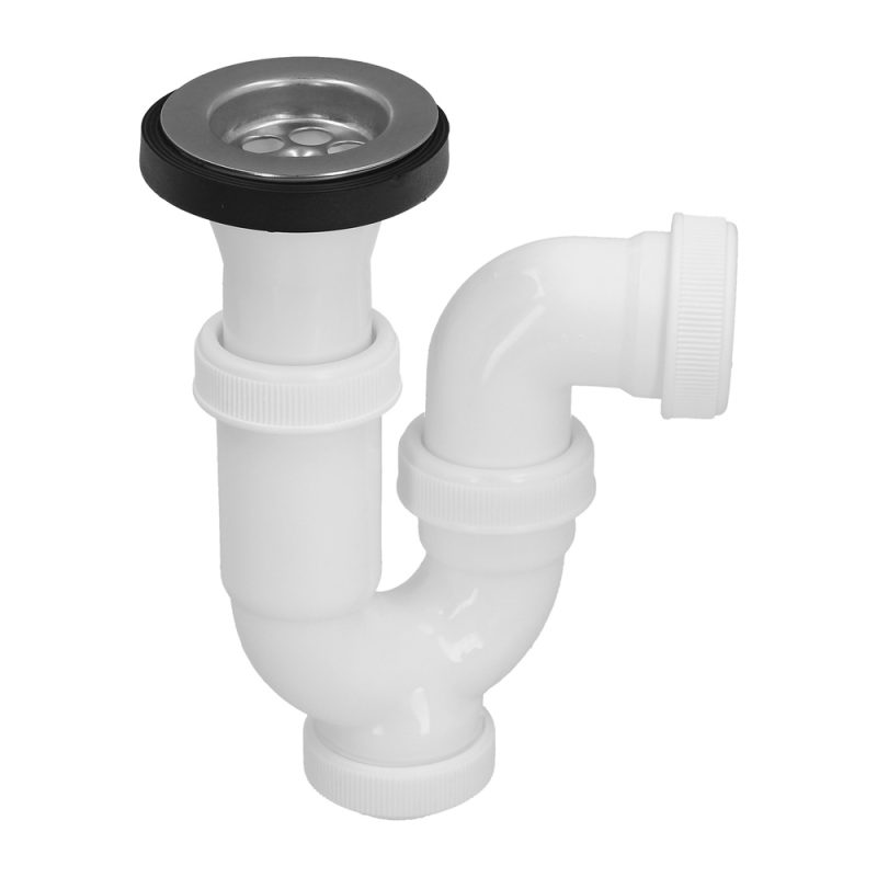 Sifon Curvo Extensible Con Valvula y Tapon 1 1/2″ Ã˜ 40 Mm