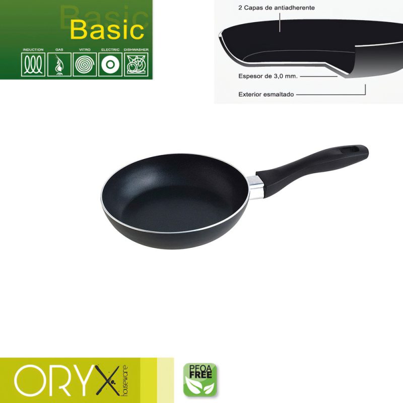 Oryx SartÃ©n Aluminio Antiadherente Basic, Alta Resistencia, Apta InducciÃ³n, Libre PFOA, DiÃ¡metro 18 cm, Espesor 3 mm.