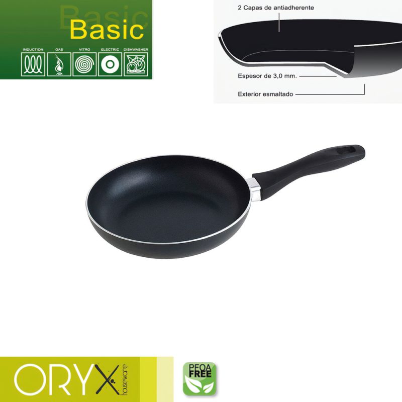 Oryx SartÃ©n Aluminio Antiadherente Basic, Alta Resistencia, Apta InducciÃ³n, Libre PFOA, DiÃ¡metro 20 cm, Espesor 3 mm.