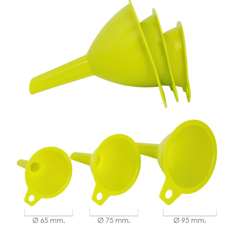 Embudos PlÃ¡stico Cocina Ã˜ 65 / 75 / 95 mm. (Set 3 Embudos)