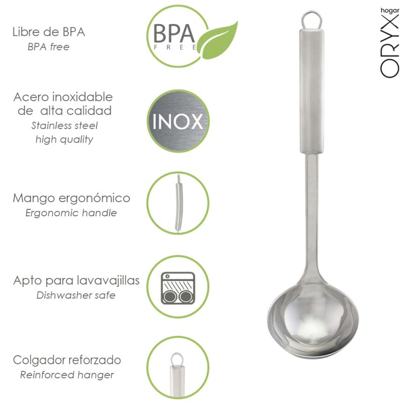 Cucharon Cocina Acero Inoxidable 9×33,5 (Alt.) cm.