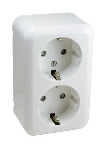 Base Enchufe Doble Schuko Superficie BLANCO