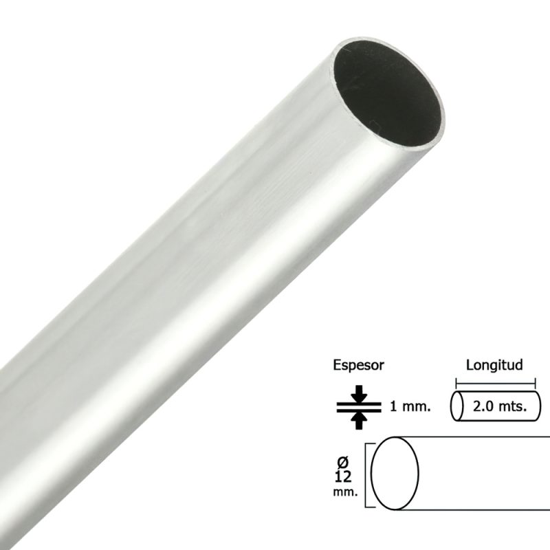 Barra Armario Cromado Redondo 12 mm. Ã˜ (Barra  2,0 metros)