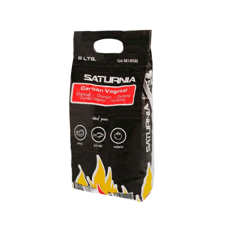 Bolsa Carbon Vegetal Para Barbacoas 8 Litros (1,75 Kg. Aprox) Carbon Duradero y Trozos de Gran TamaÃ±o,