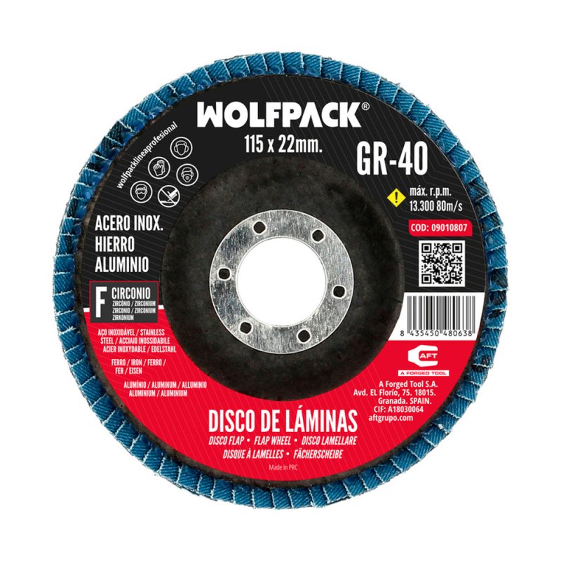 Disco Laminas Lija Circonio Inox – Plus 115×22 mm. grano 40