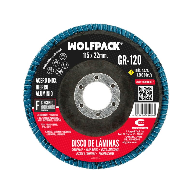 Disco Laminas Lija Circonio Inox – Plus 115×22 mm. Grano 120