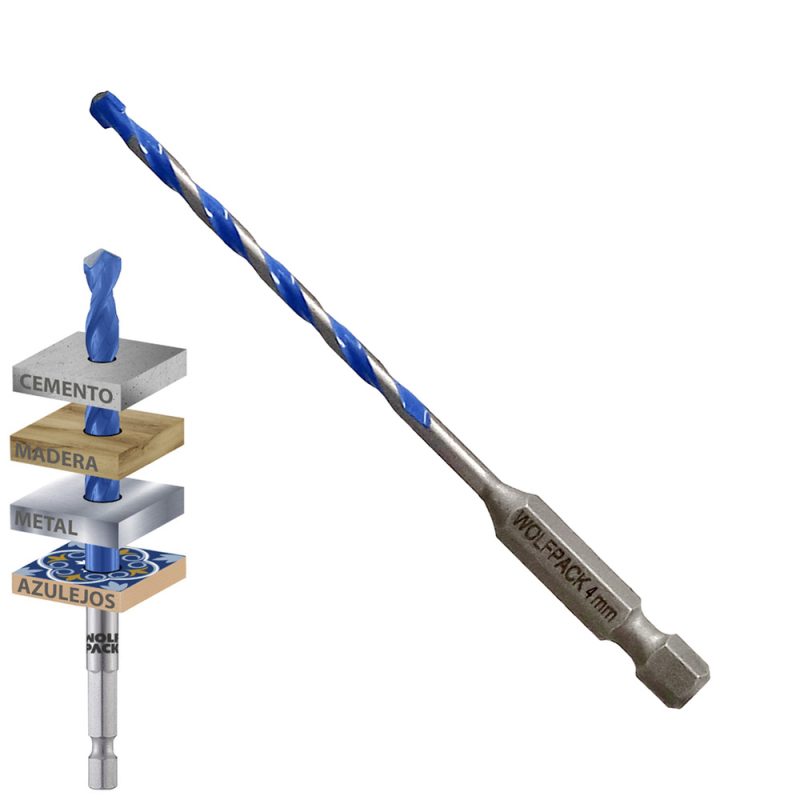 Broca Universal Hexagonal  Ã˜ 4,0 mm. (Blister 1 Pieza) Broca Azulejos, CerÃ¡mica, MÃ¡rmol, HormigÃ³n, Metal, Madera, PlÃ¡stico