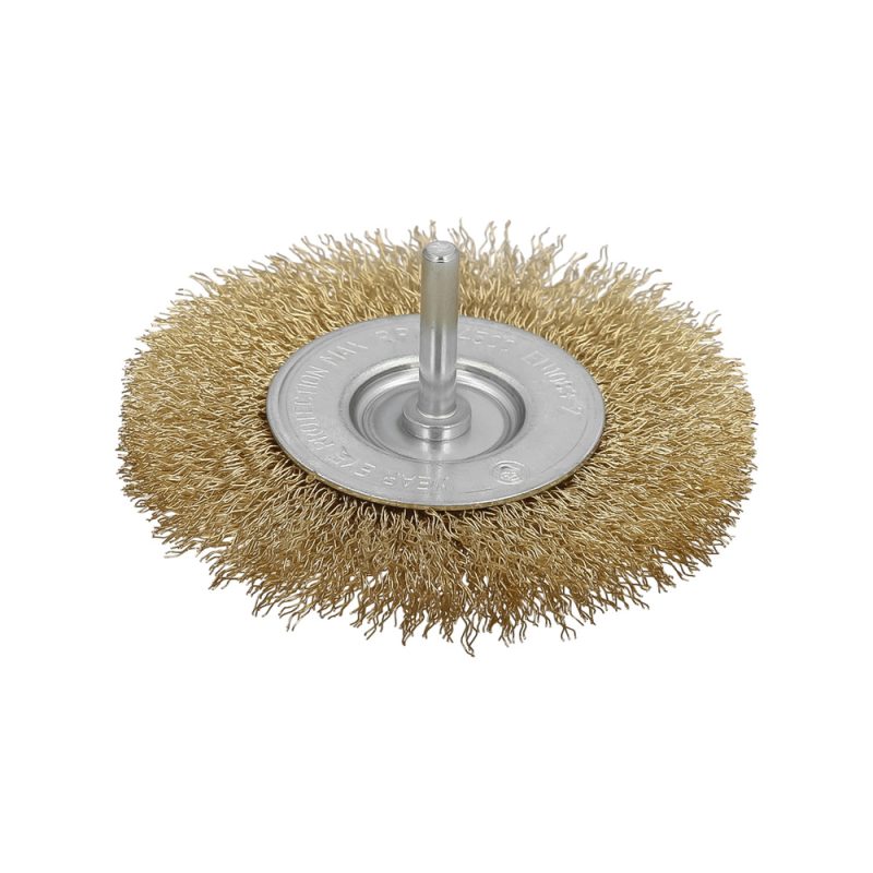 Cepillo Acero Latonado Para Taladro. Disco Ã˜ 100 mm. Espiga 1/4″ Cepillo Taladro Alambre LatÃ³n, Cepillo Limpieza, Cepillo Pulir.