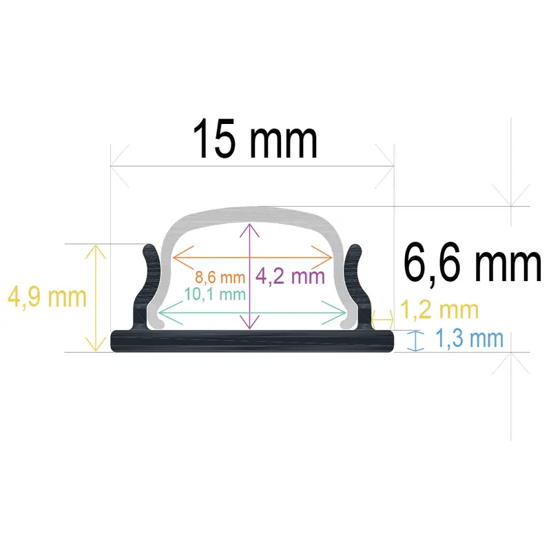 Perfil LED Superficie 15×6,6mm Opal 2m