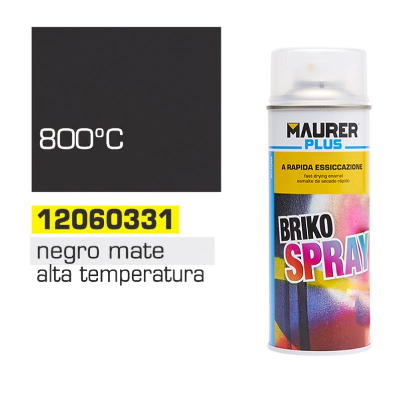Spray Pintura Resistente Altas Temperaturas Negro Mate 400 ml.