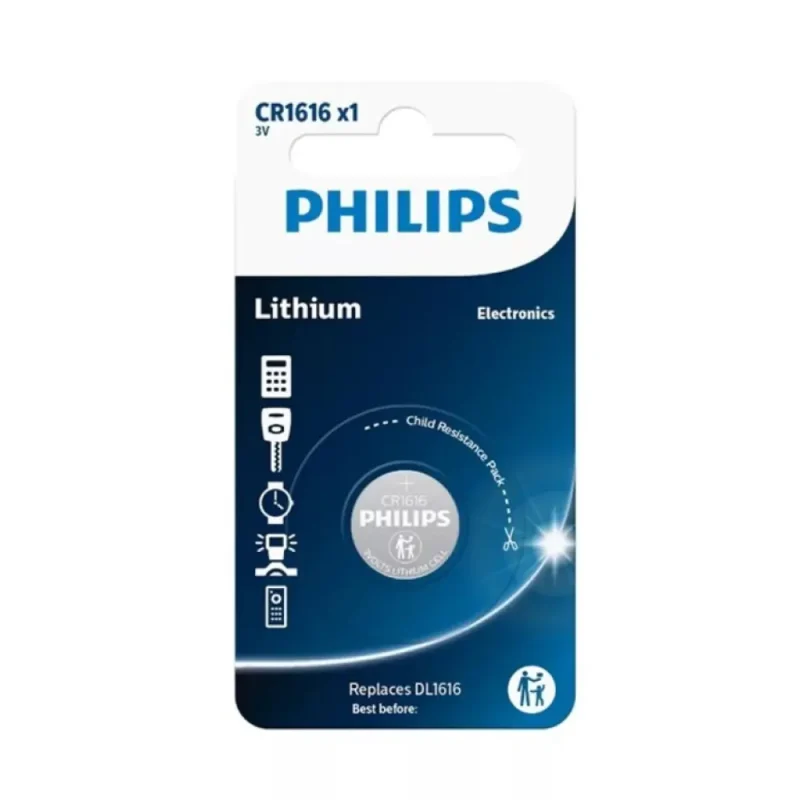 PILA LITIO CR1616 PHILIPS 3V/50mAh (Blister 1 pila)