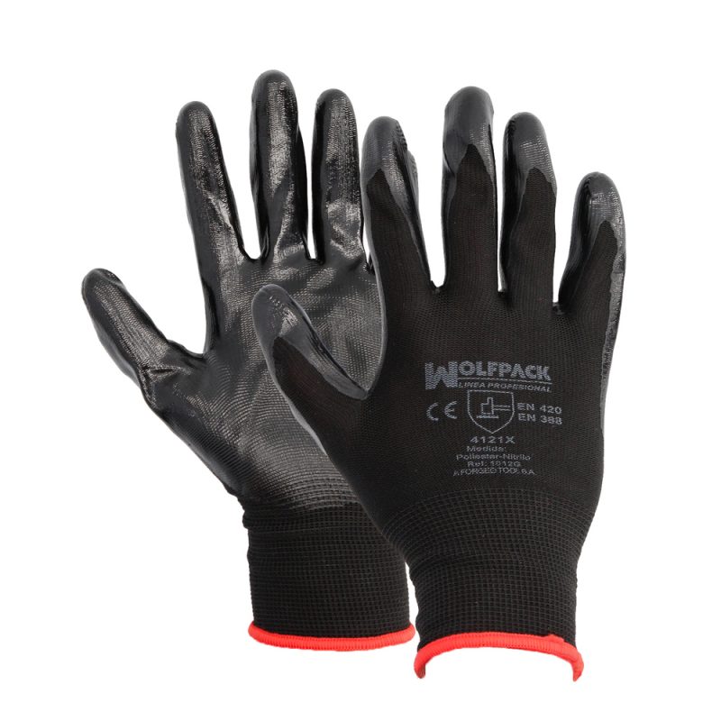 Guantes Nitrilo / Poliester Impregnado 6″ (Par)