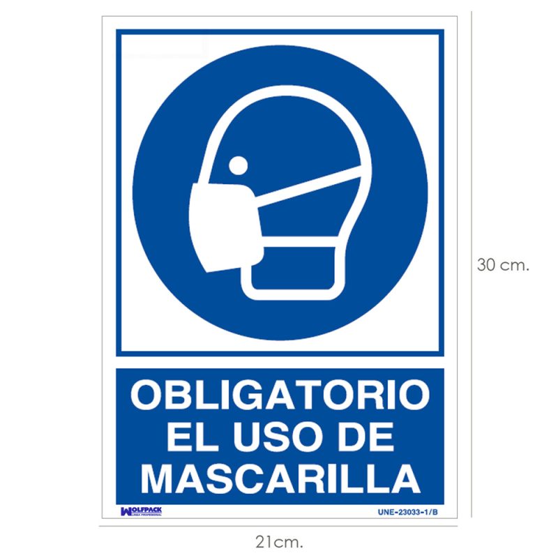 Cartel Obligatorio el Uso de Mascarilla 30×21 cm.