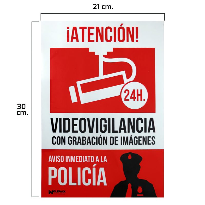 Cartel Alarma Conectada Aviso a Policia 30×21