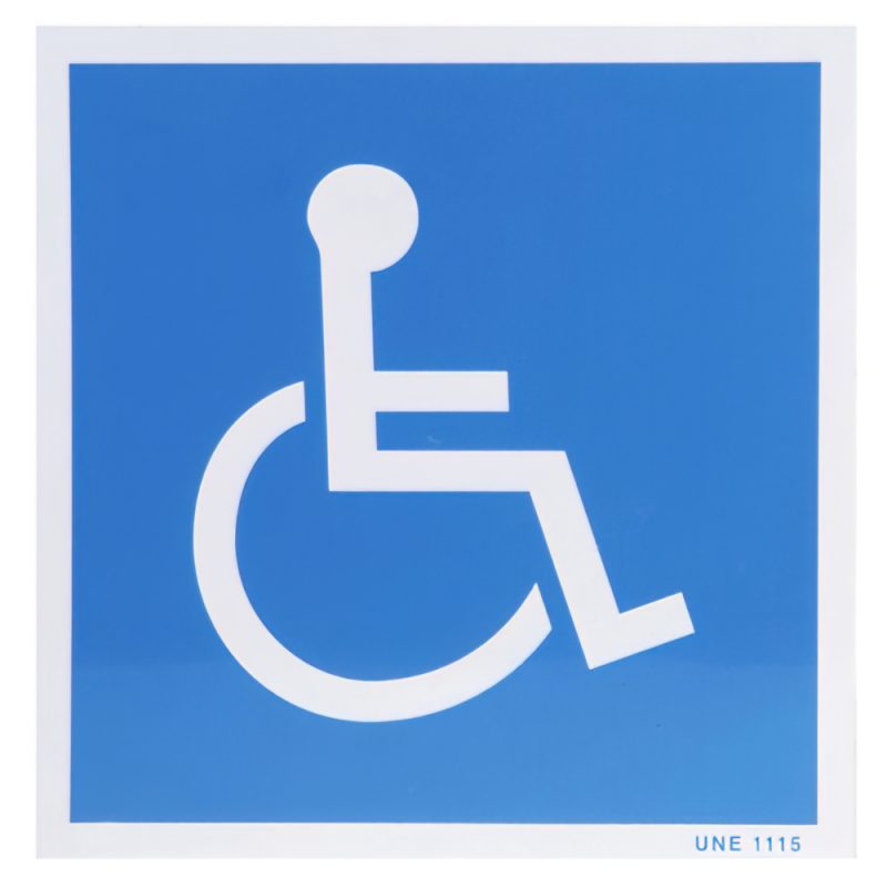 Cartel Minusvalidos Azul y Blanco 21×21 cm.