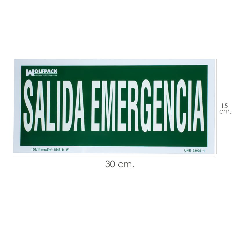 Cartel Salida De Emergencia 15×30 cm.