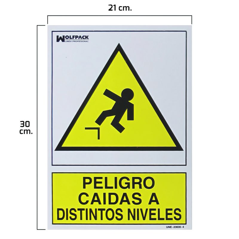 Cartel Peligro Caidas a Distintos Niveles 30×21