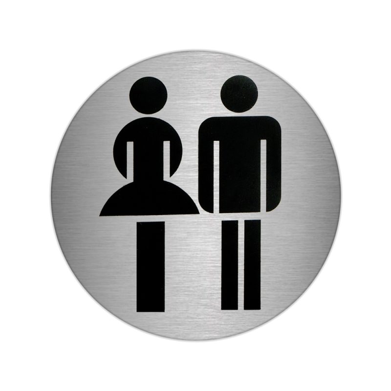 Placa Adhesiva BaÃ±o «Mujer / Hombre» Acero Inoxidable Ã˜ 7 cm.