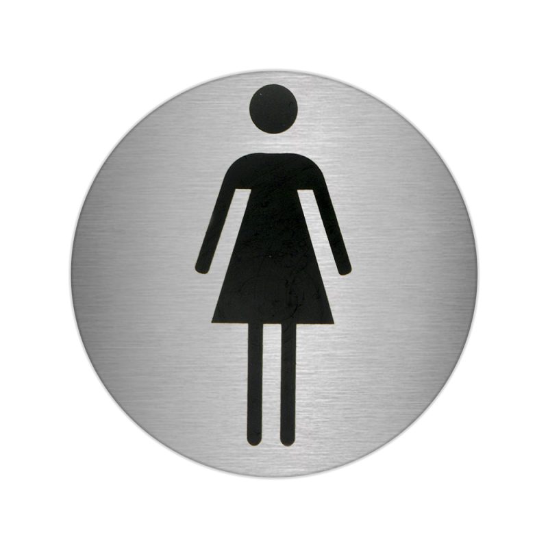 Placa Adhesiva BaÃ±o «Mujer» Acero Inoxidable Ã˜ 7 cm.