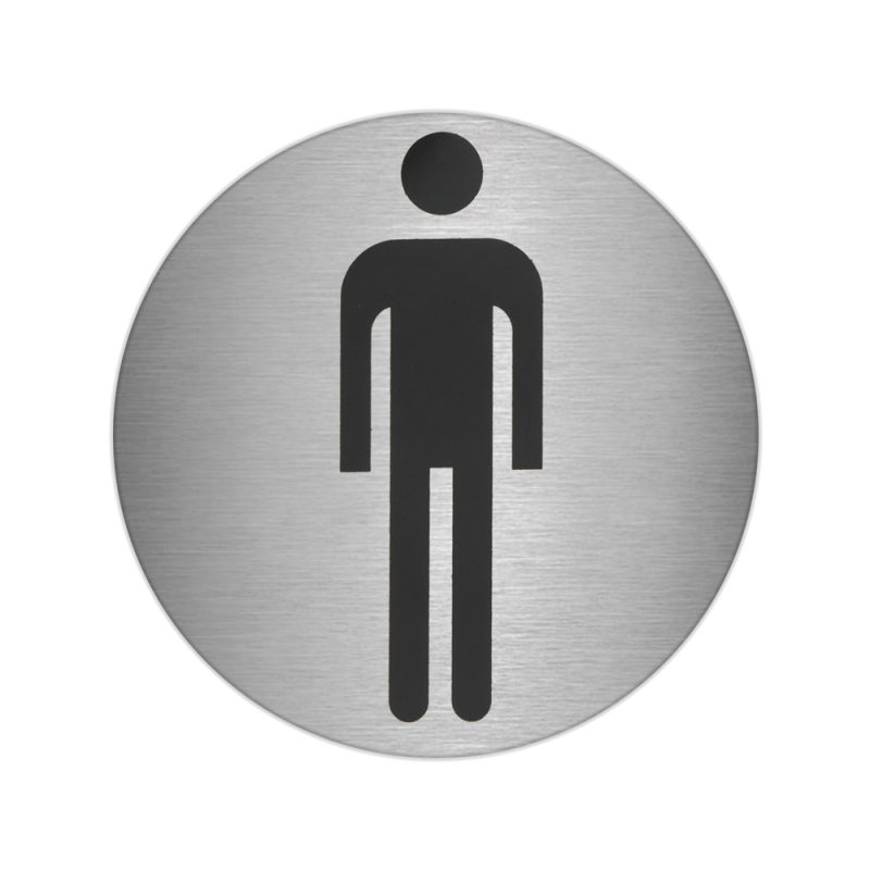 Placa Adhesiva BaÃ±o «Hombre» Acero Inoxidable Ã˜ 7 cm.