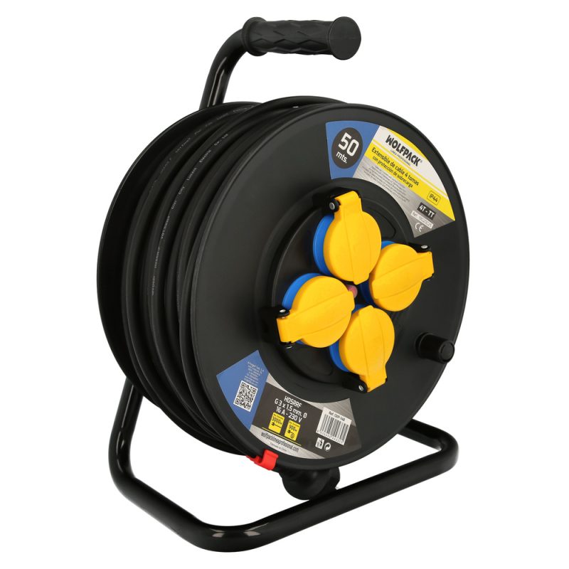 Extensible Industrial 50 metros ProtecciÃ³n IP44 Con Tapas, Extensible Electrico, Enrollacables, Alaragadera, Cable Extensible