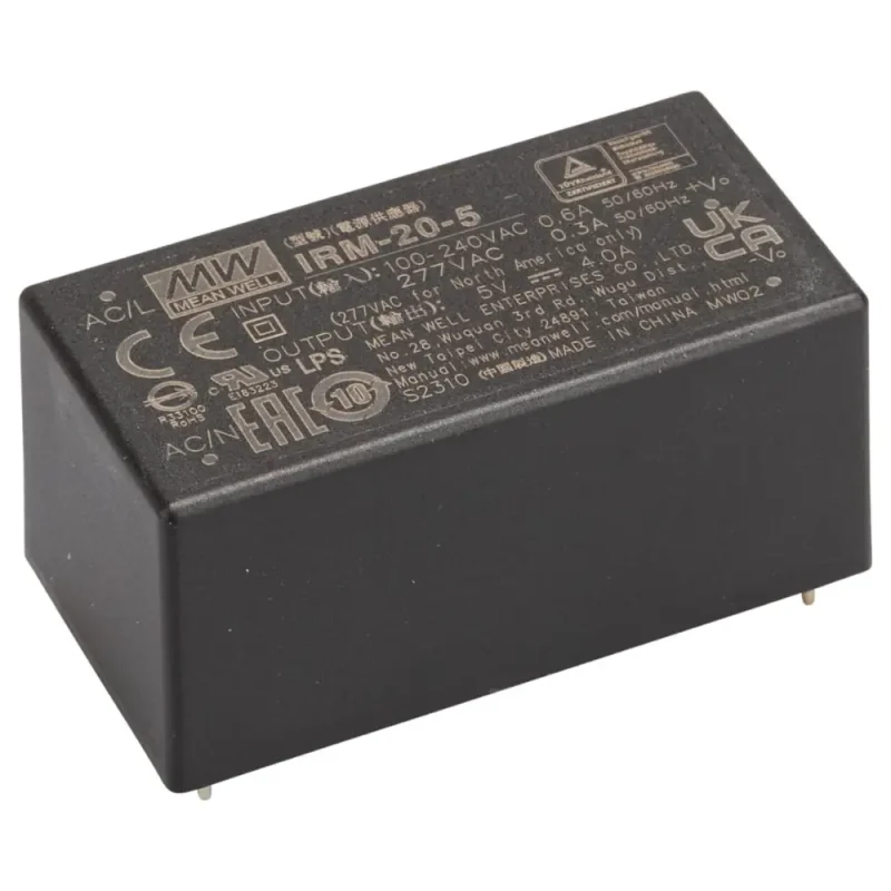Convertidor AC/DC entrada 85-264Vac salida 5Vdc 20W Cto. Impreso MW IRM-20-5