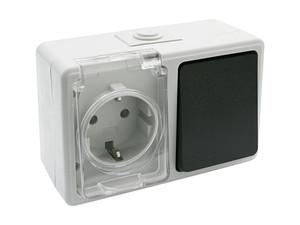 Base Enchufe Schuko Superficie Estanco con Conmutador IP54