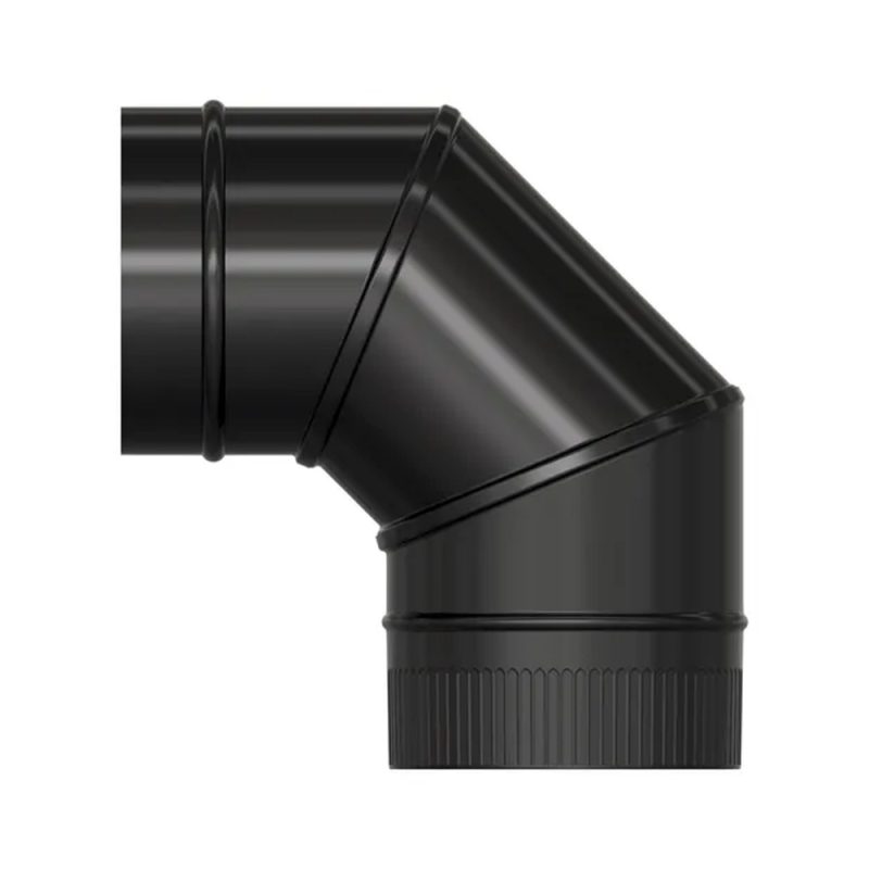 Codo Estufa Liso Vitrificado Negro Ã˜ 175 mm. 90Â°