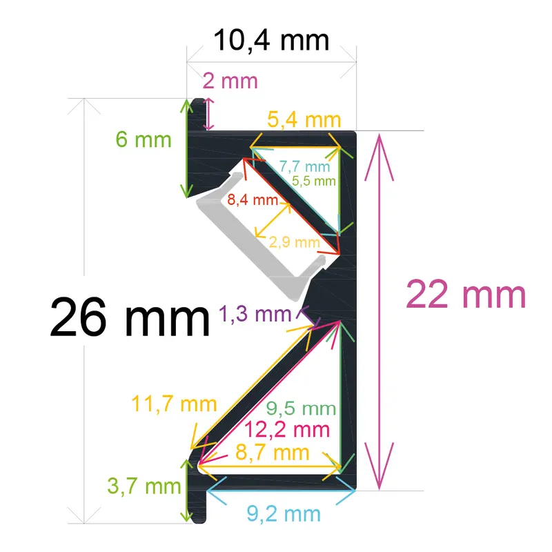 Perfil LED Muebles Cocina 26×10,4mm