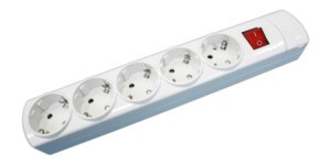 BASE Múltiple 5 Tomas Schuko con Interruptor sin Cable BLANCO