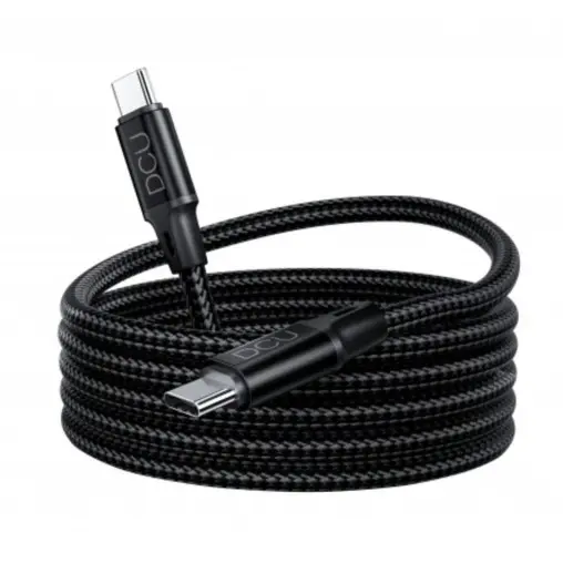 Cable USB-C a USB-C 1,5m Magentico Negro Enrollable DCU
