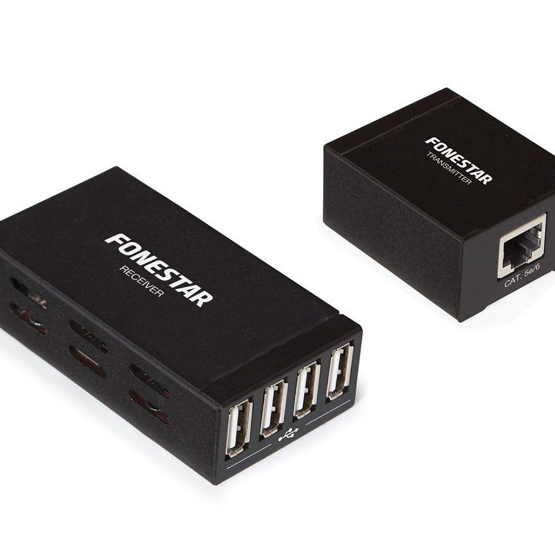 Extensor USB por UTP RJ45 con HUB 4 Puertos