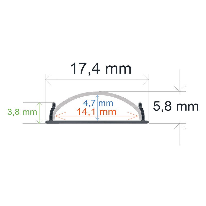 Perfil LED Superficie Flexible 17,4×5,8mm Opal 2m