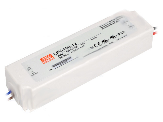 Driver LED 12Vdc 100W 8,3A IP67 MW LPV-100-12