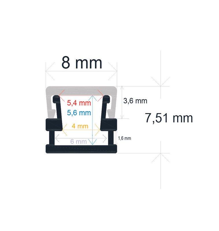 Perfil LED Superficie 8×7,50mm Opal 2m