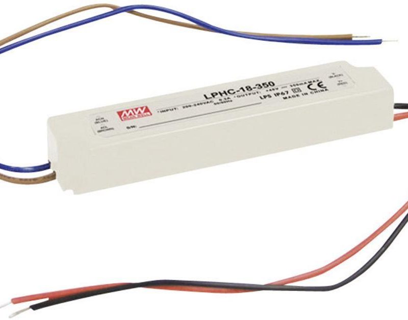 Driver LEDs 350mAh 16,8W 6-48Vdc IP67 MW LPHC-18-350