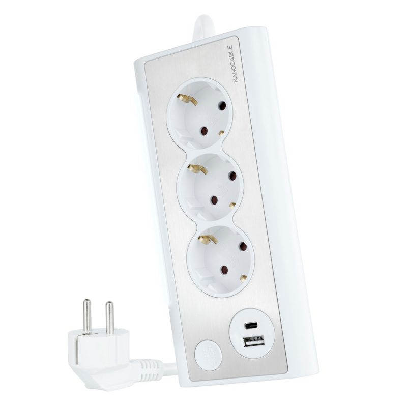 Base 3xEnchufes 2xUSB Sobremesa BLANCA NANOCABLE