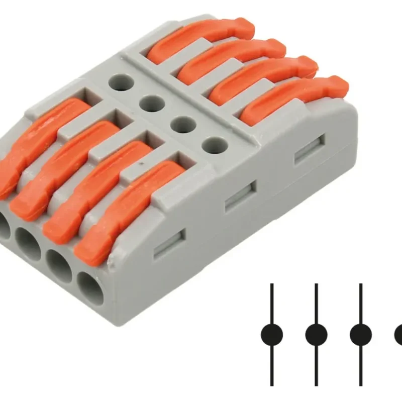 Conector Regleta Rapido 4 vías Reutilizable con bloqueo de palanca Empalme
