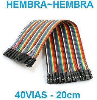Cables DuPont Hembra – Hembra 40 vias  20 cm colores