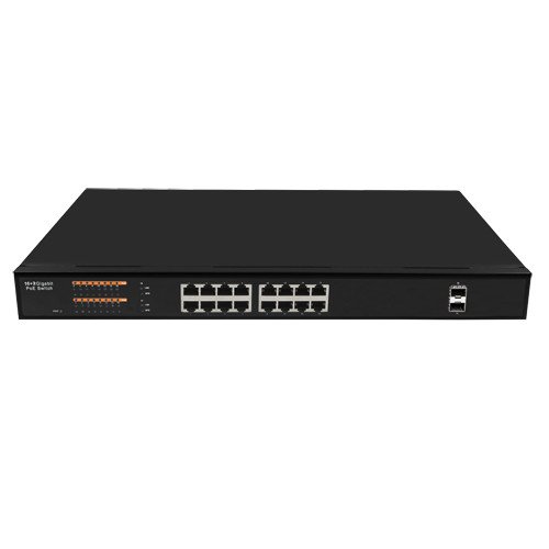 Switch PoE Gigabit 16P+2P SFP CCTV
