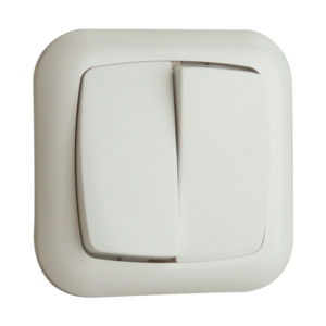 Interruptor Doble Empotrar 10A/250Vac 80x80x12mm BLANCO